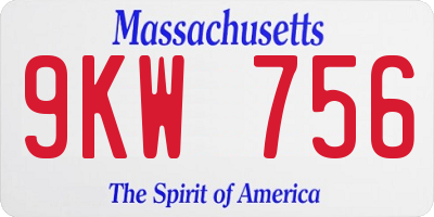 MA license plate 9KW756