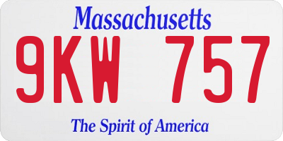 MA license plate 9KW757