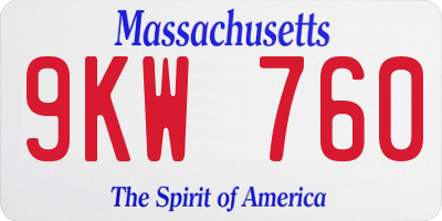 MA license plate 9KW760