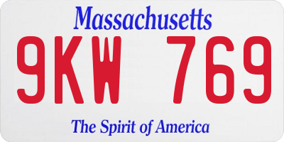 MA license plate 9KW769