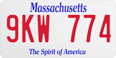 MA license plate 9KW774