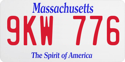 MA license plate 9KW776