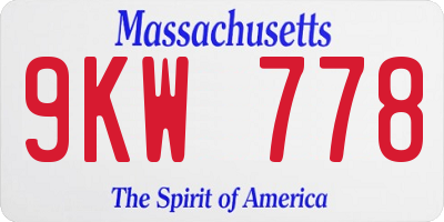 MA license plate 9KW778