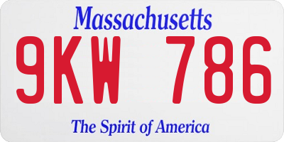MA license plate 9KW786