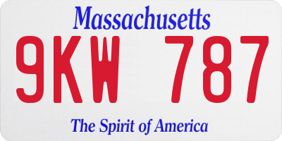 MA license plate 9KW787
