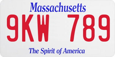 MA license plate 9KW789