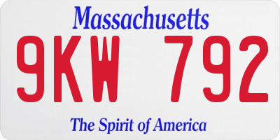 MA license plate 9KW792