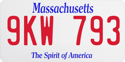 MA license plate 9KW793