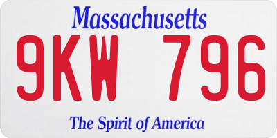 MA license plate 9KW796