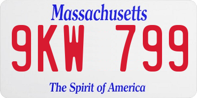 MA license plate 9KW799