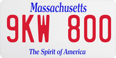MA license plate 9KW800