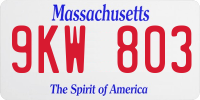 MA license plate 9KW803