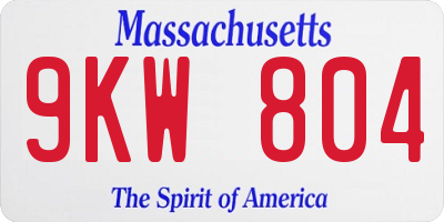 MA license plate 9KW804