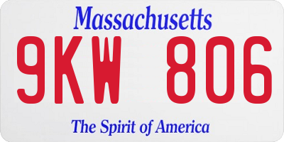 MA license plate 9KW806