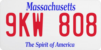 MA license plate 9KW808