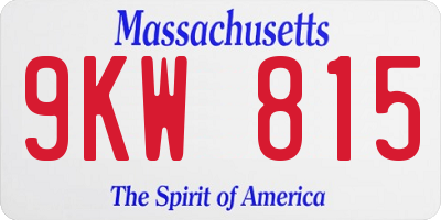 MA license plate 9KW815
