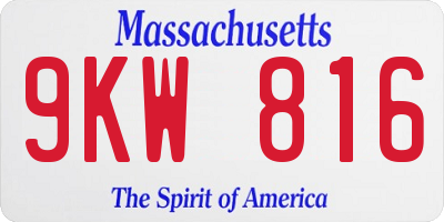 MA license plate 9KW816