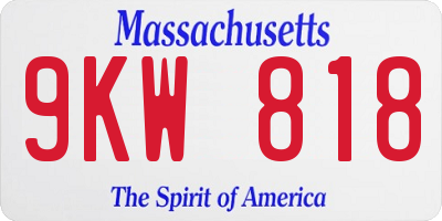 MA license plate 9KW818
