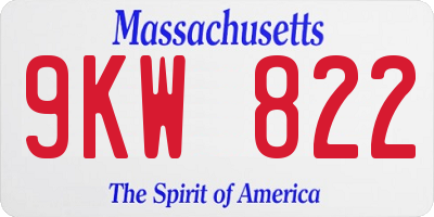 MA license plate 9KW822