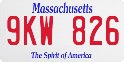 MA license plate 9KW826
