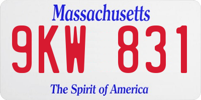 MA license plate 9KW831