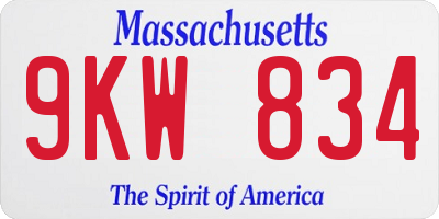 MA license plate 9KW834