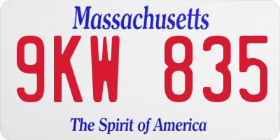 MA license plate 9KW835