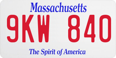 MA license plate 9KW840