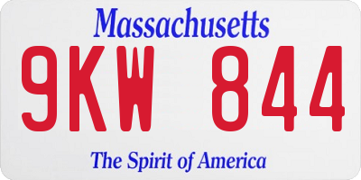 MA license plate 9KW844