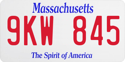 MA license plate 9KW845