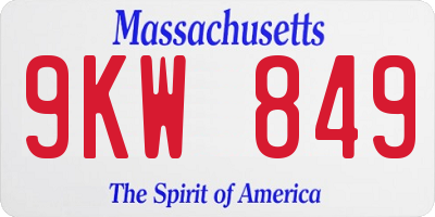 MA license plate 9KW849