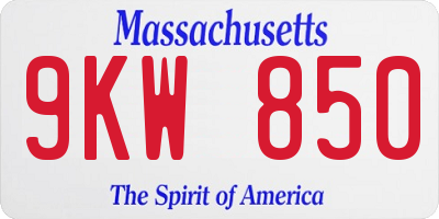 MA license plate 9KW850