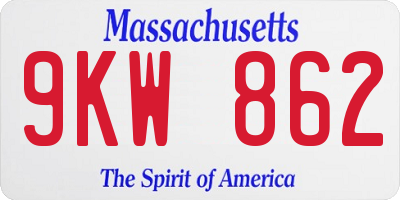 MA license plate 9KW862