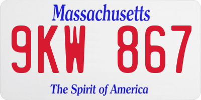MA license plate 9KW867