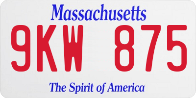 MA license plate 9KW875