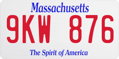 MA license plate 9KW876
