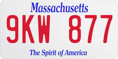 MA license plate 9KW877