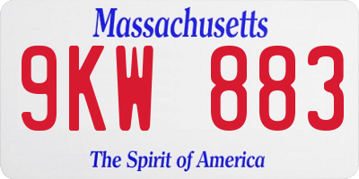 MA license plate 9KW883