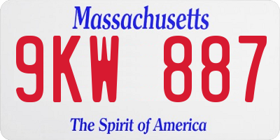 MA license plate 9KW887