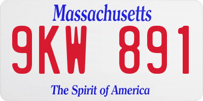 MA license plate 9KW891