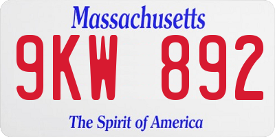 MA license plate 9KW892