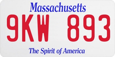 MA license plate 9KW893