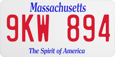 MA license plate 9KW894