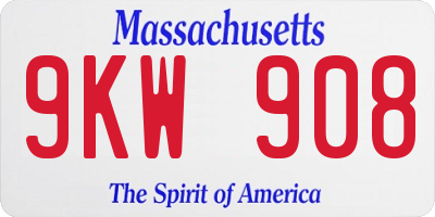 MA license plate 9KW908
