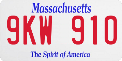 MA license plate 9KW910