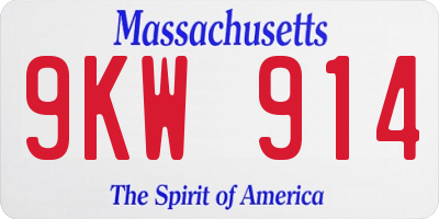 MA license plate 9KW914