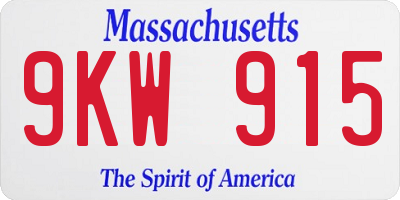 MA license plate 9KW915