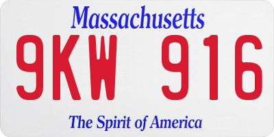 MA license plate 9KW916