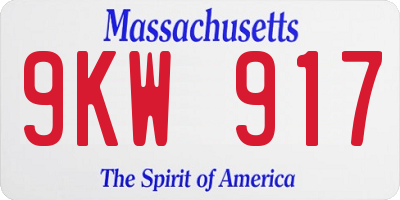 MA license plate 9KW917