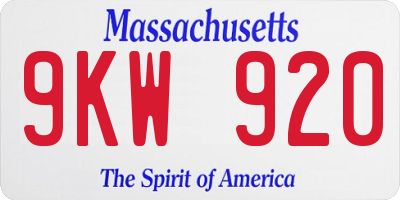 MA license plate 9KW920
